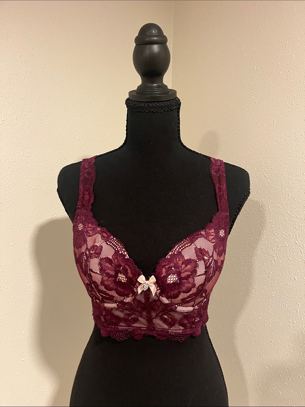 Victoria’s Secret Lace Longline Bralette in Deep Wine-32D